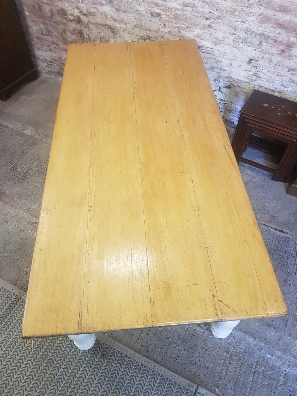ANTIQUE VICTORIAN PINE FARM HOUSE TABLE.  View III