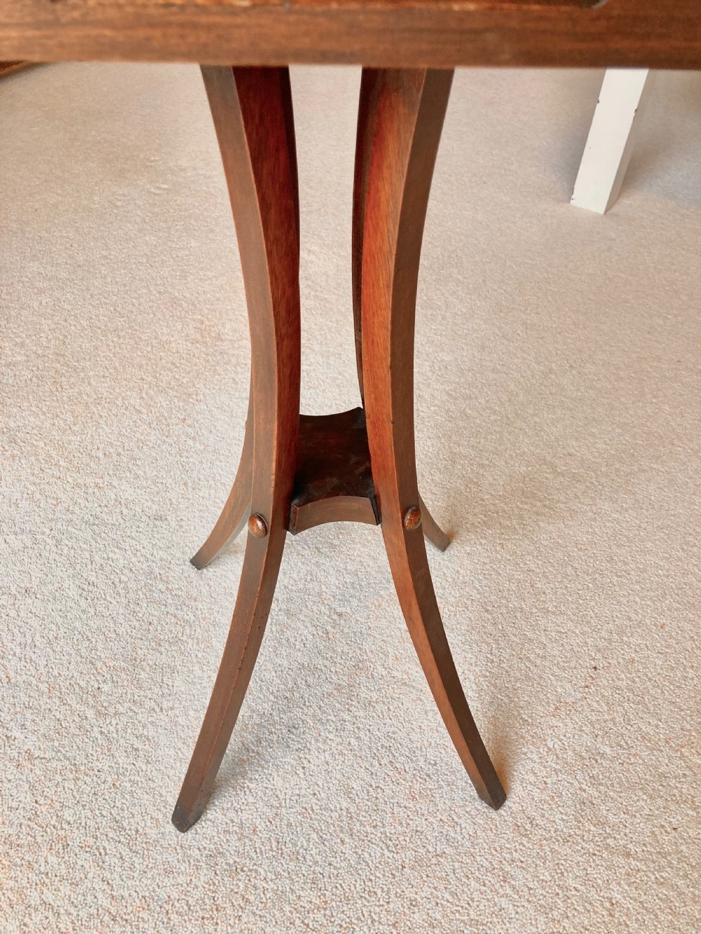 An early nineteenth-century Regency mahogany serving tray table featuring fitted cut-glass dishes and brass and bone handles on swept legs. View VIII