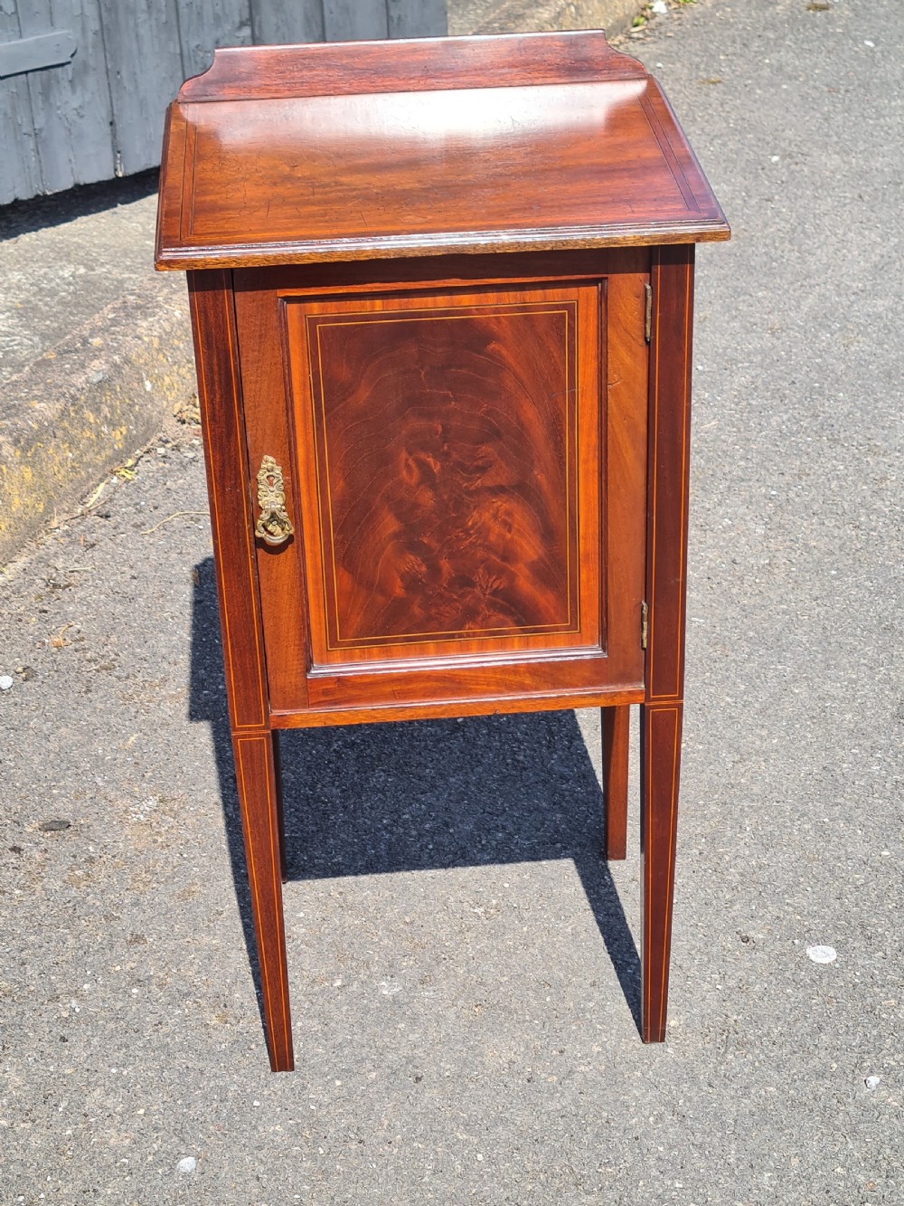 Edwardian Mahogany Inlaid Bedside cabinet  View III