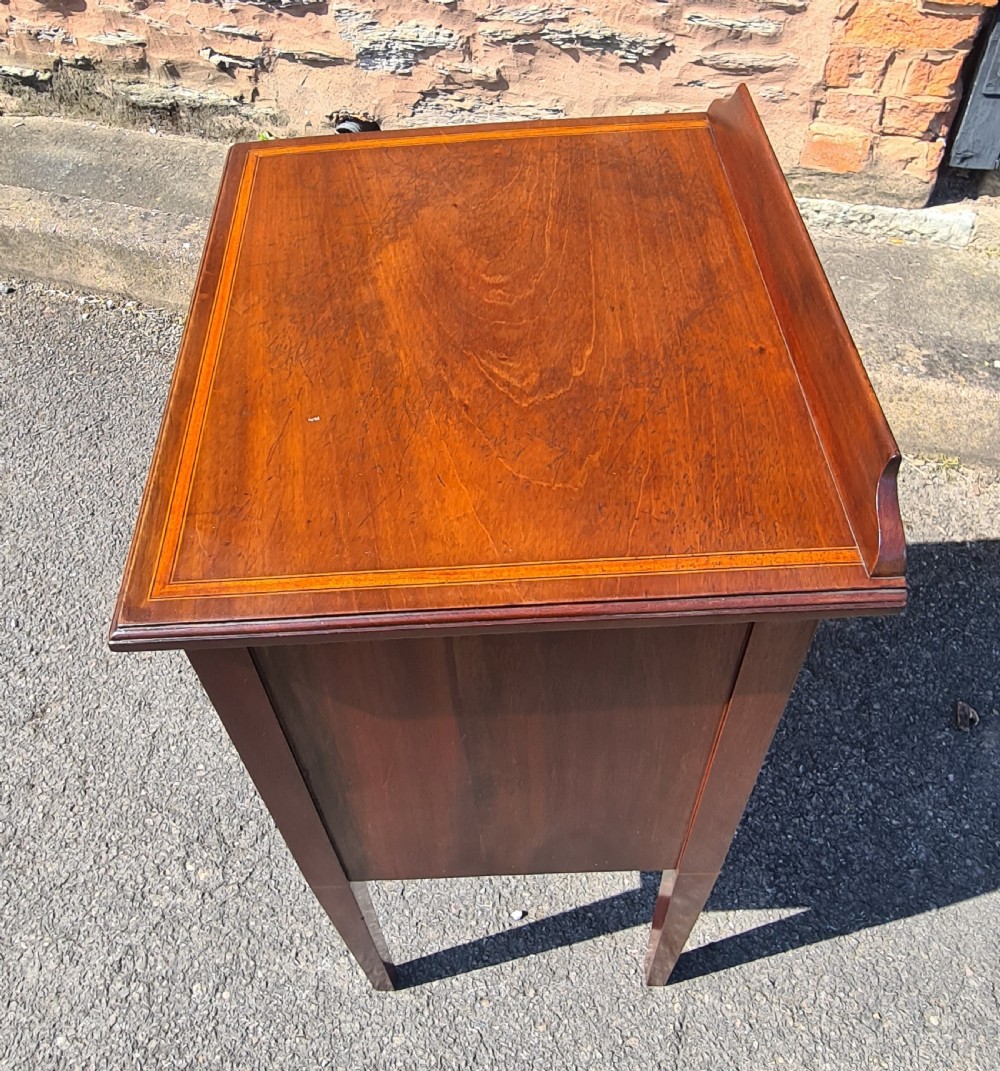 Edwardian Mahogany Inlaid Bedside cabinet  View V