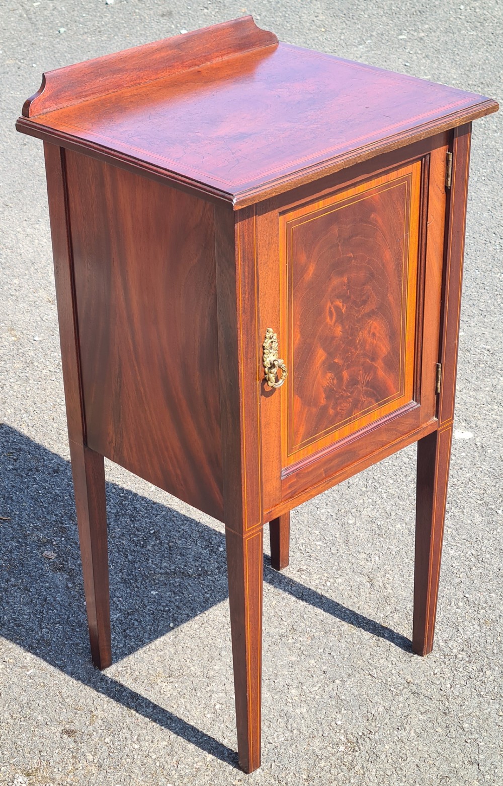 Edwardian Mahogany Inlaid Bedside cabinet  View VI