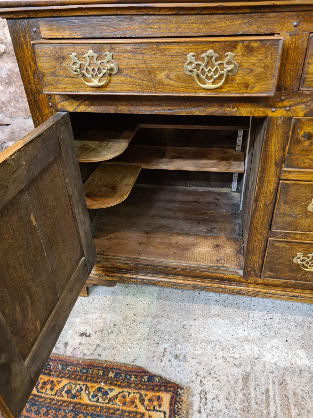Georgian Elm and Oak Dresser Base . View V
