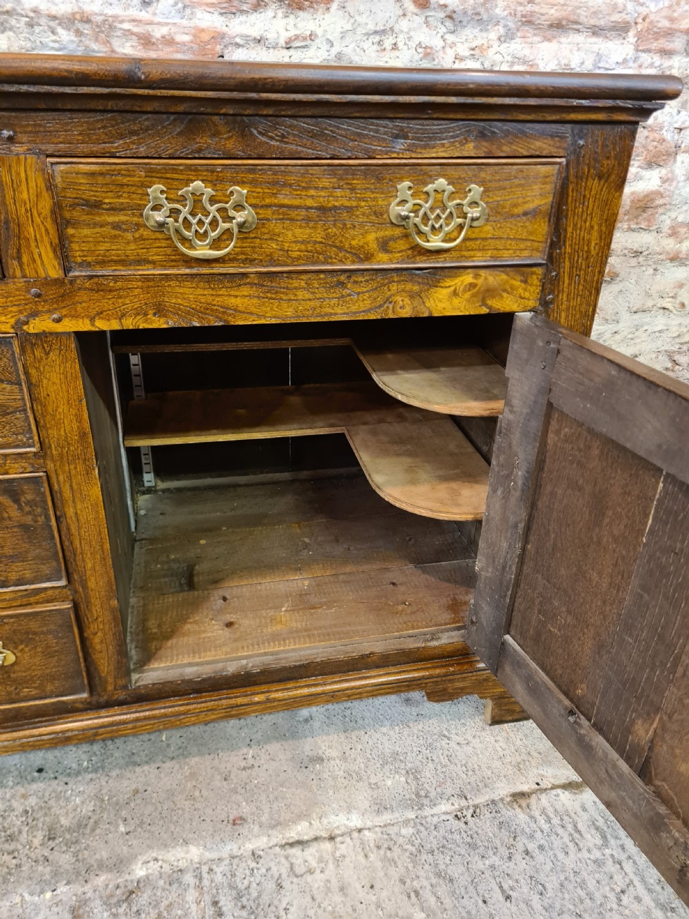 Georgian Elm and Oak Dresser Base . View VI