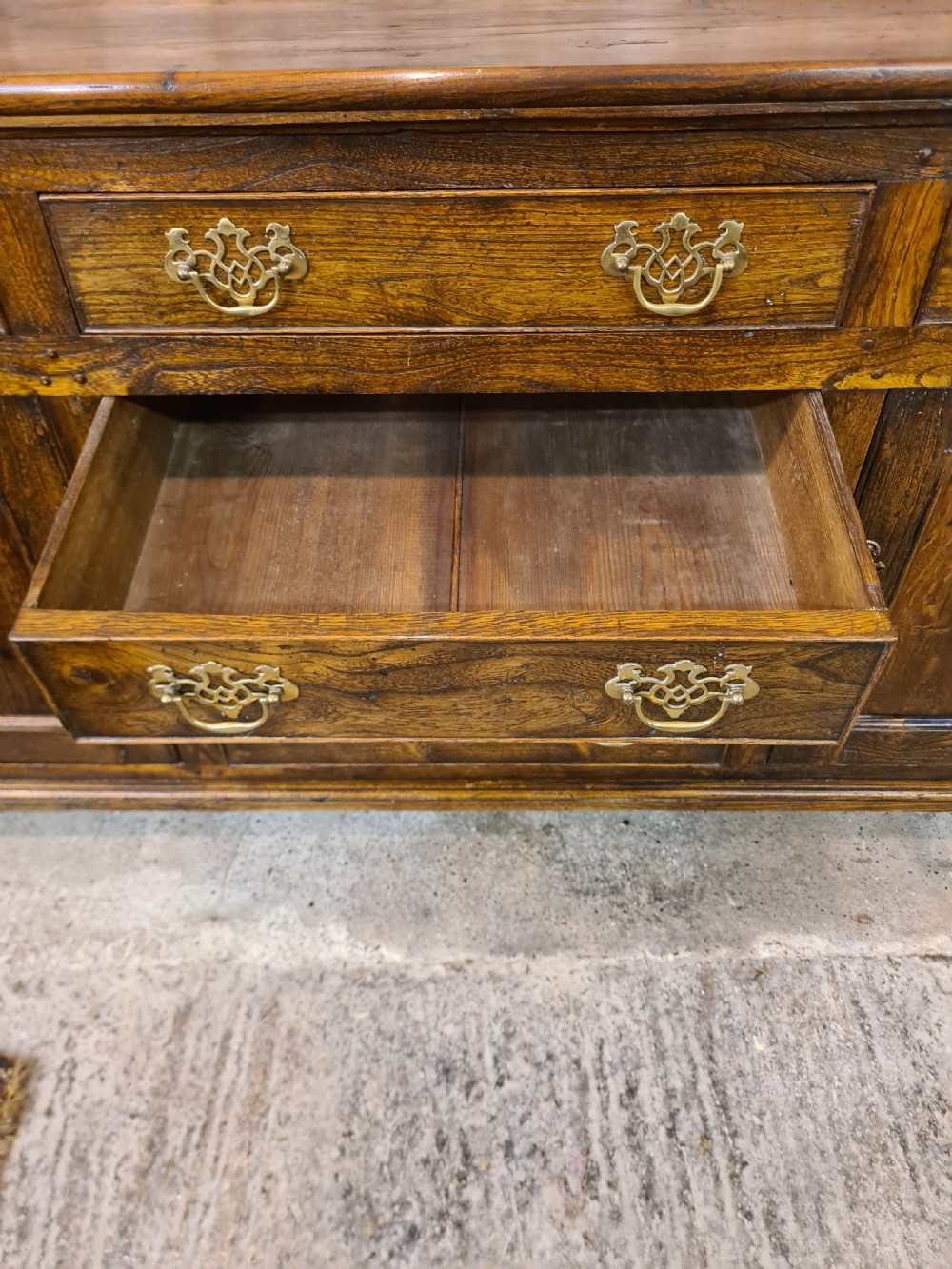 Georgian Elm and Oak Dresser Base . View VIII