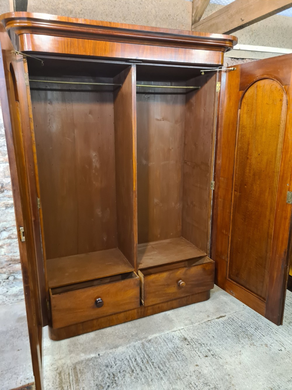 ANTIQUE VICTORIAN MAHOGANY TWO DOOR WARDROBE.  View V