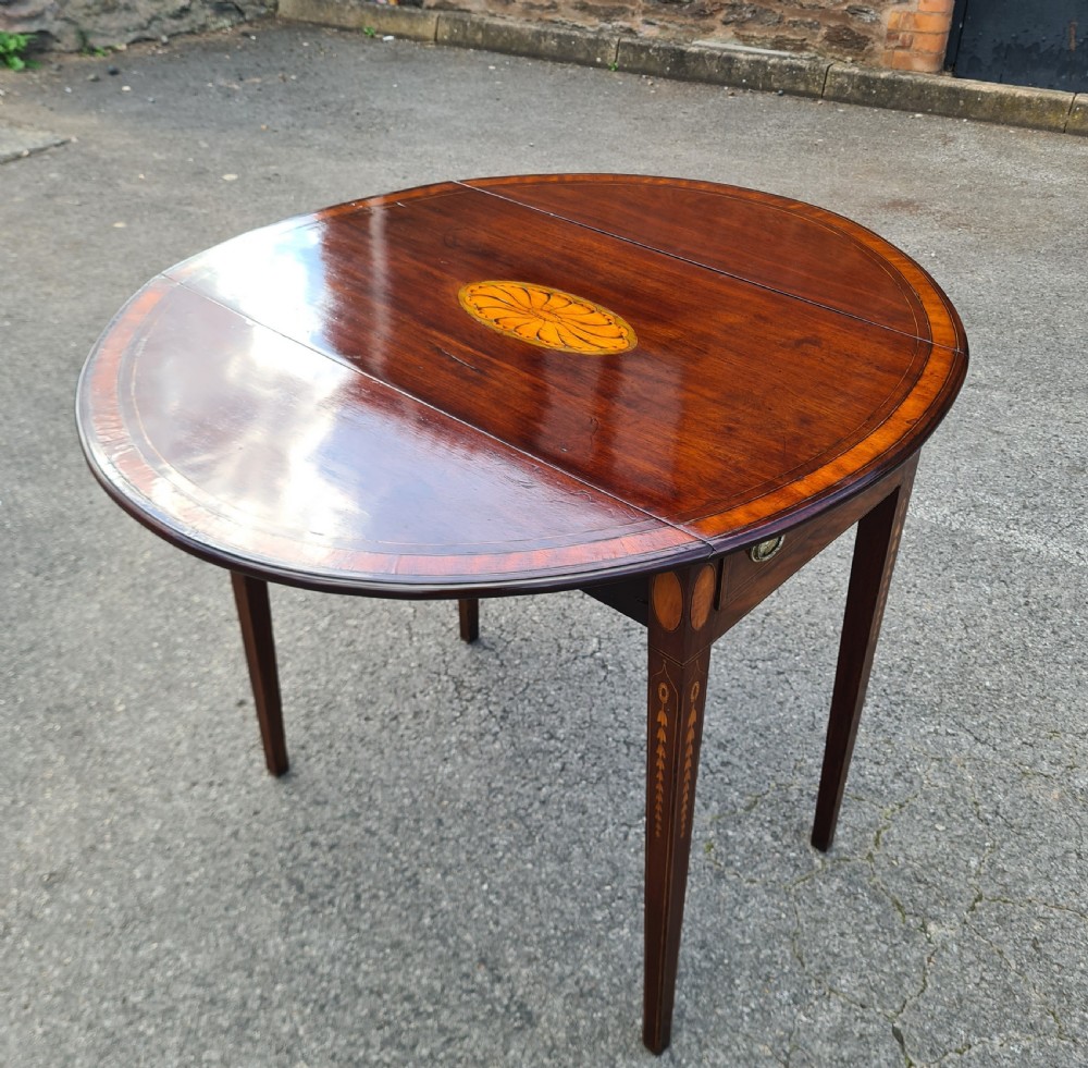 ANTIQUE GEORGIAN MAHOGANY INLAID PEMBROKE TABLE.  View XI