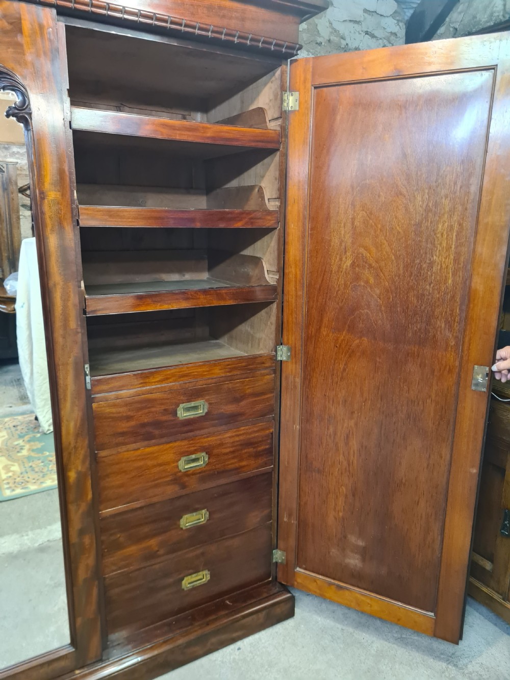 Antique Victorian Mahogany Three Door Wardrobe  View IV