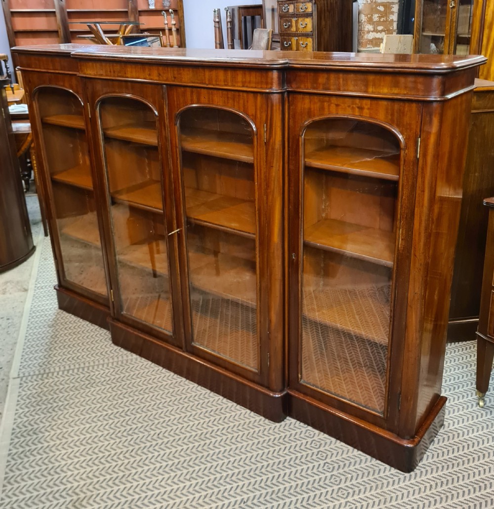 Antique Victorian Mahogany Breakfront Bookcase 