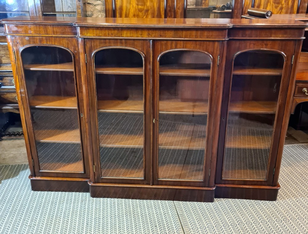 Antique Victorian Mahogany Breakfront Bookcase  View II