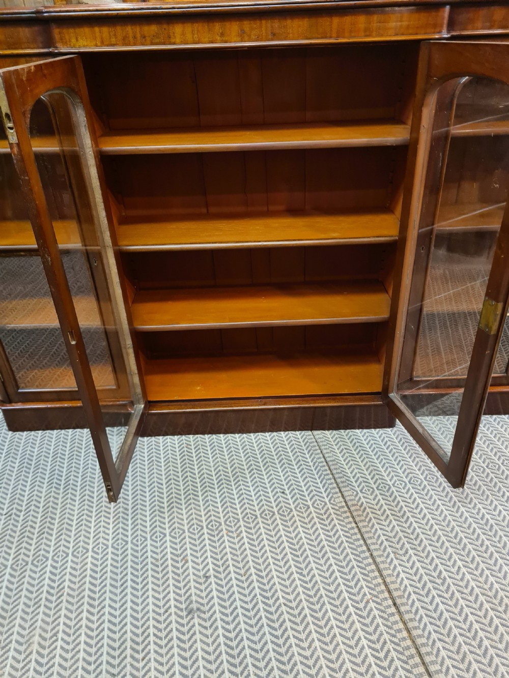 Antique Victorian Mahogany Breakfront Bookcase  View V