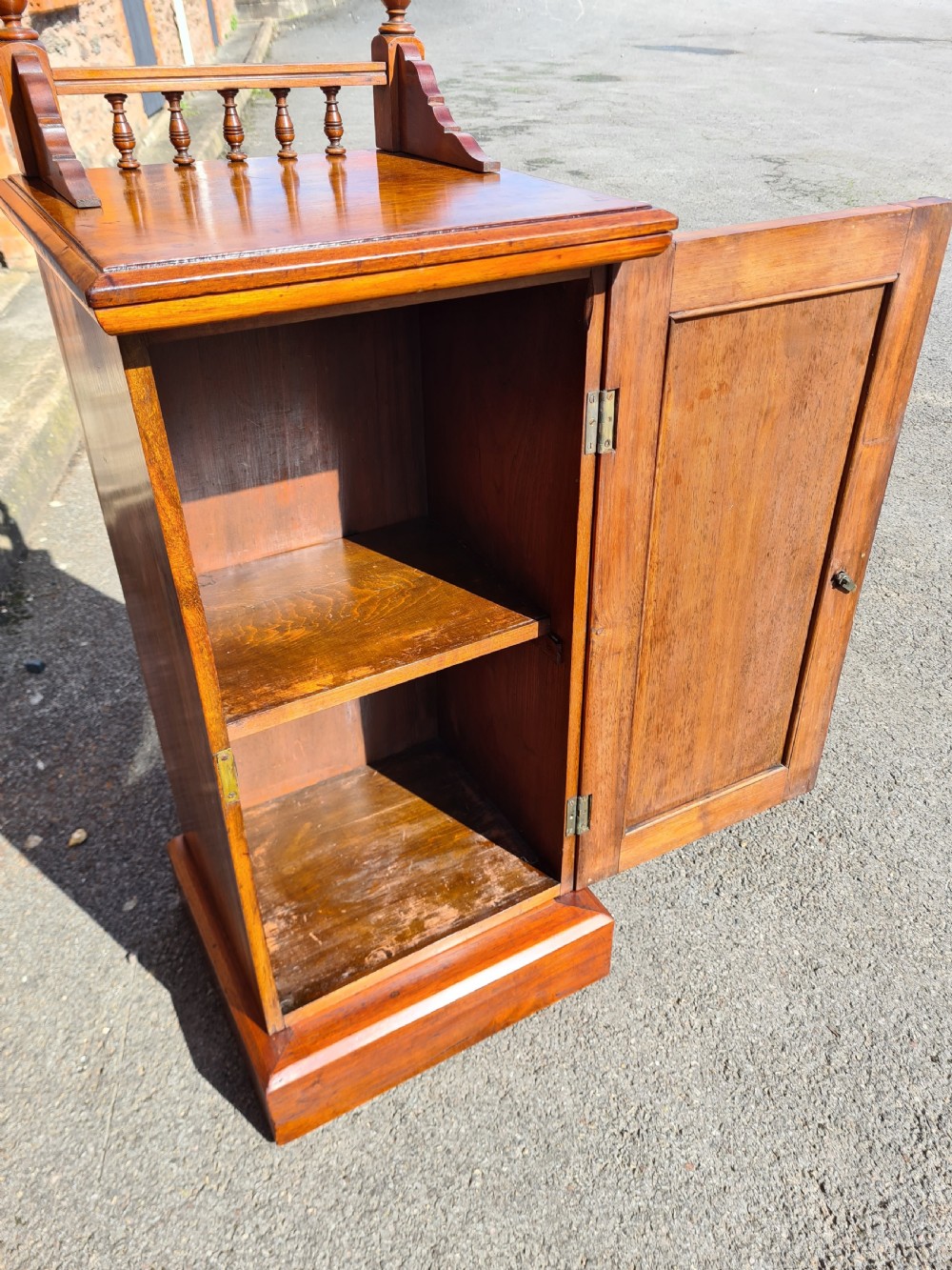 Antique Victorian arts and crafts Walnut pedestal Cabinet View III