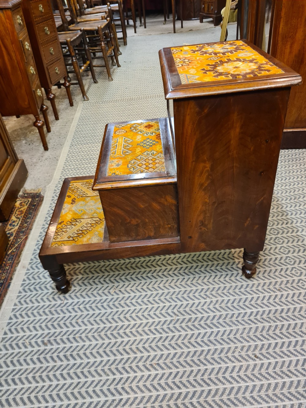 Victorian Mahogany Library Steps  View V