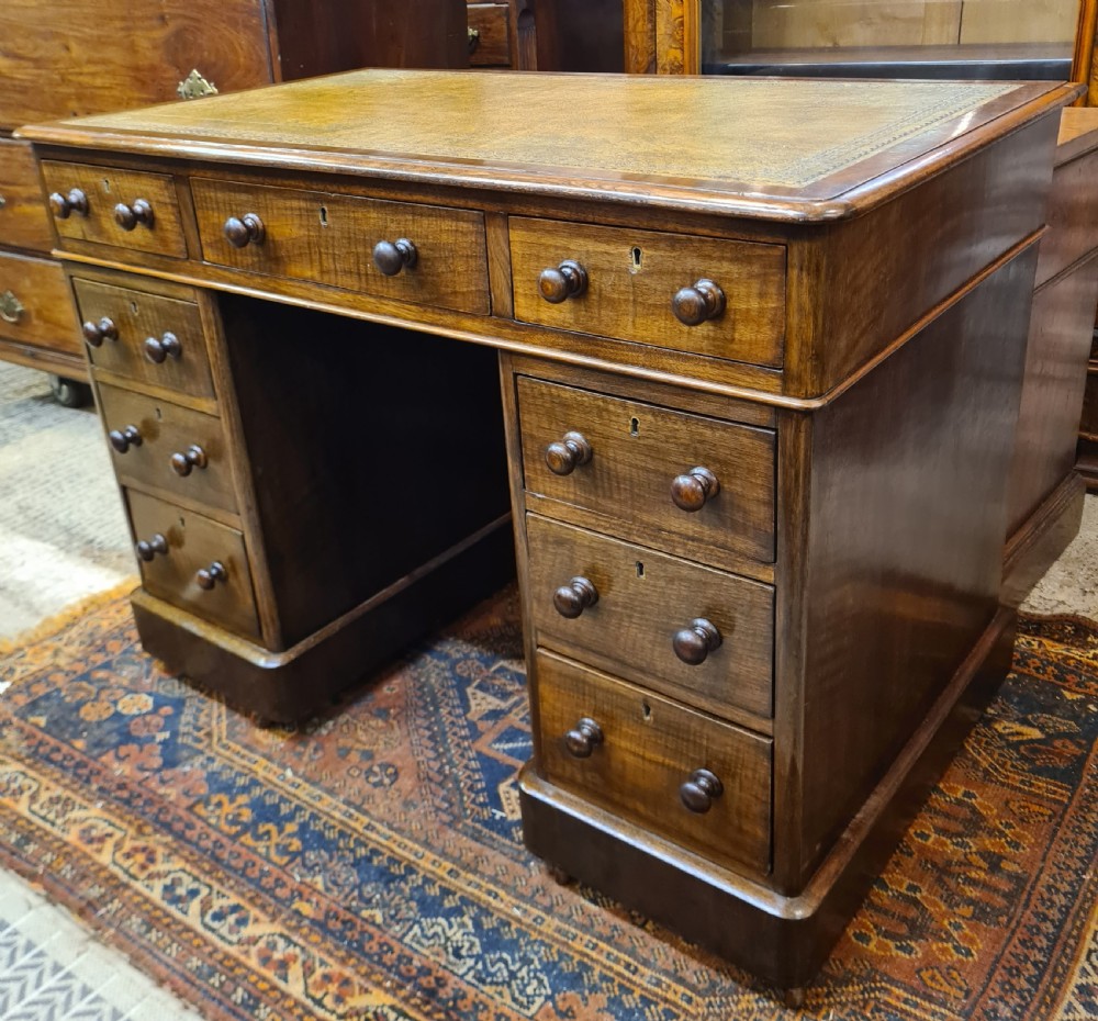 Victorian Walnut Pedestal Desk