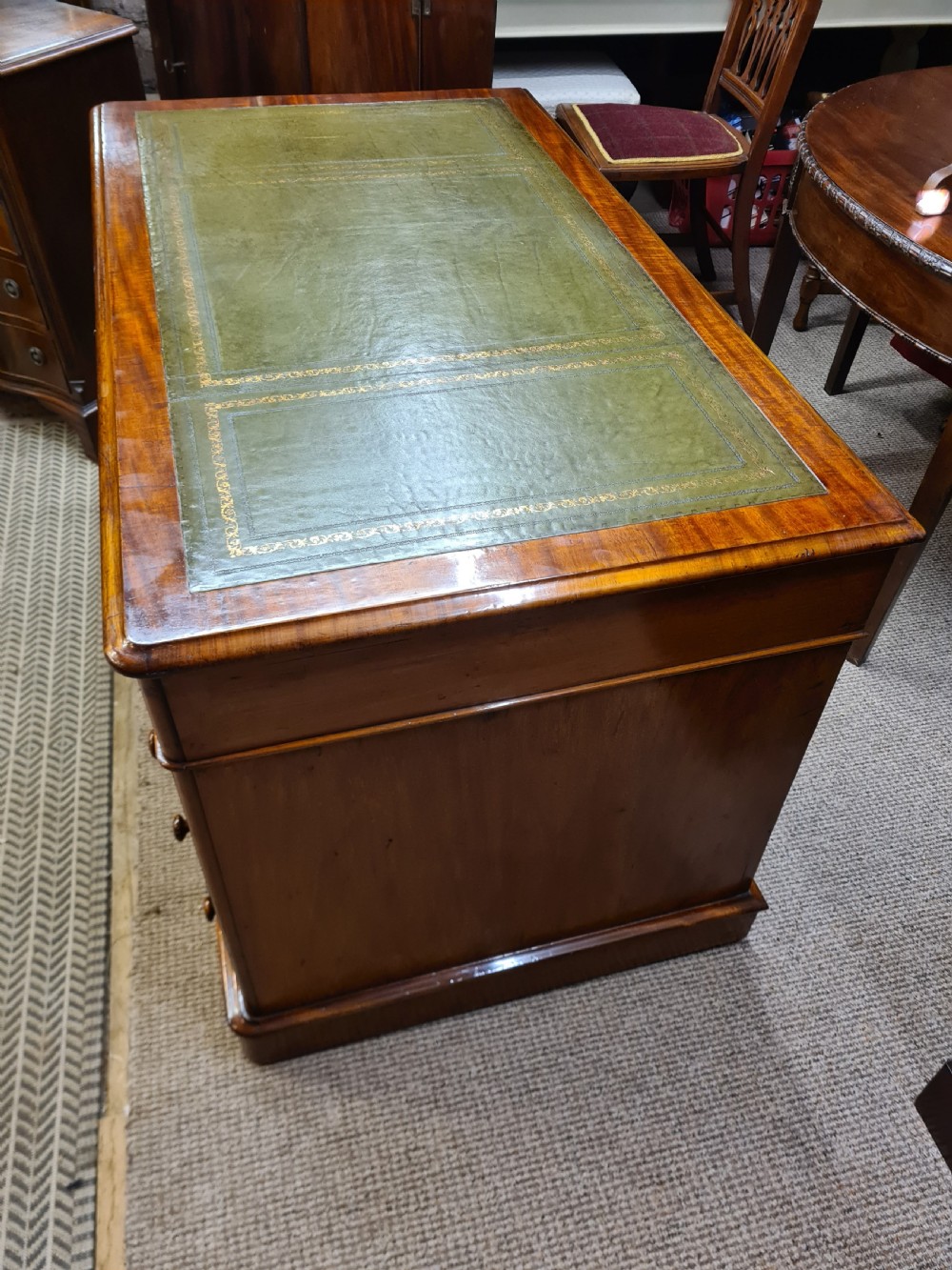 Victorian Mahogany Pedestal Desk.  View II