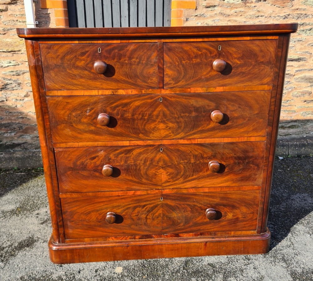 Victorian flame mahogany chest of drawers  View II