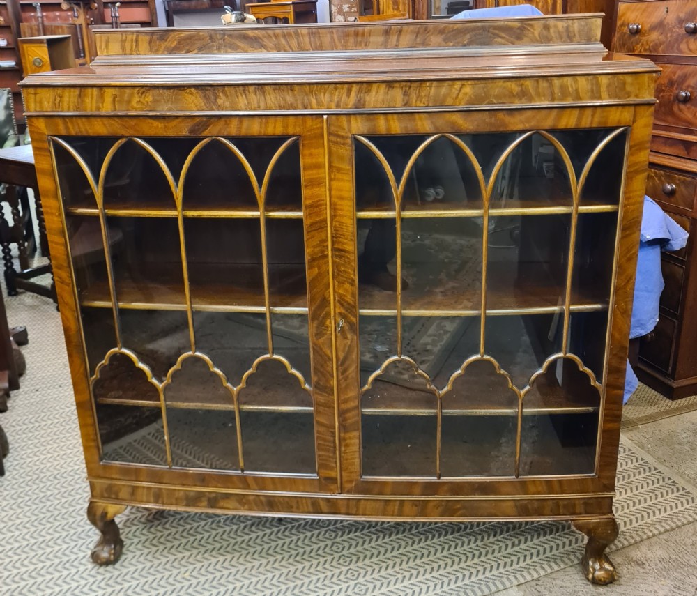 1920s Mahogany Bow Front Bookcase 
