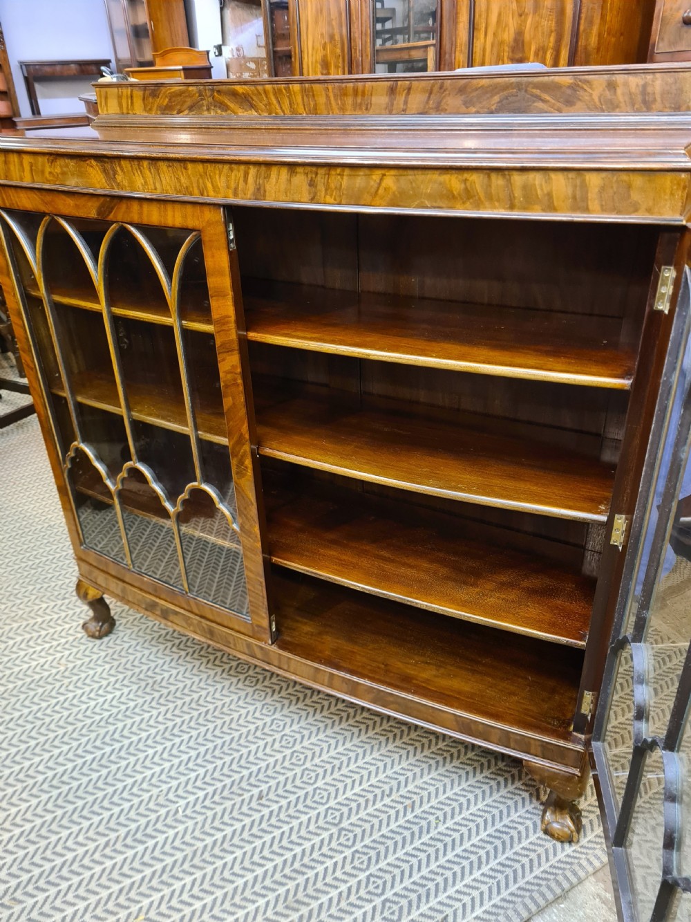 1920s Mahogany Bow Front Bookcase  View IV