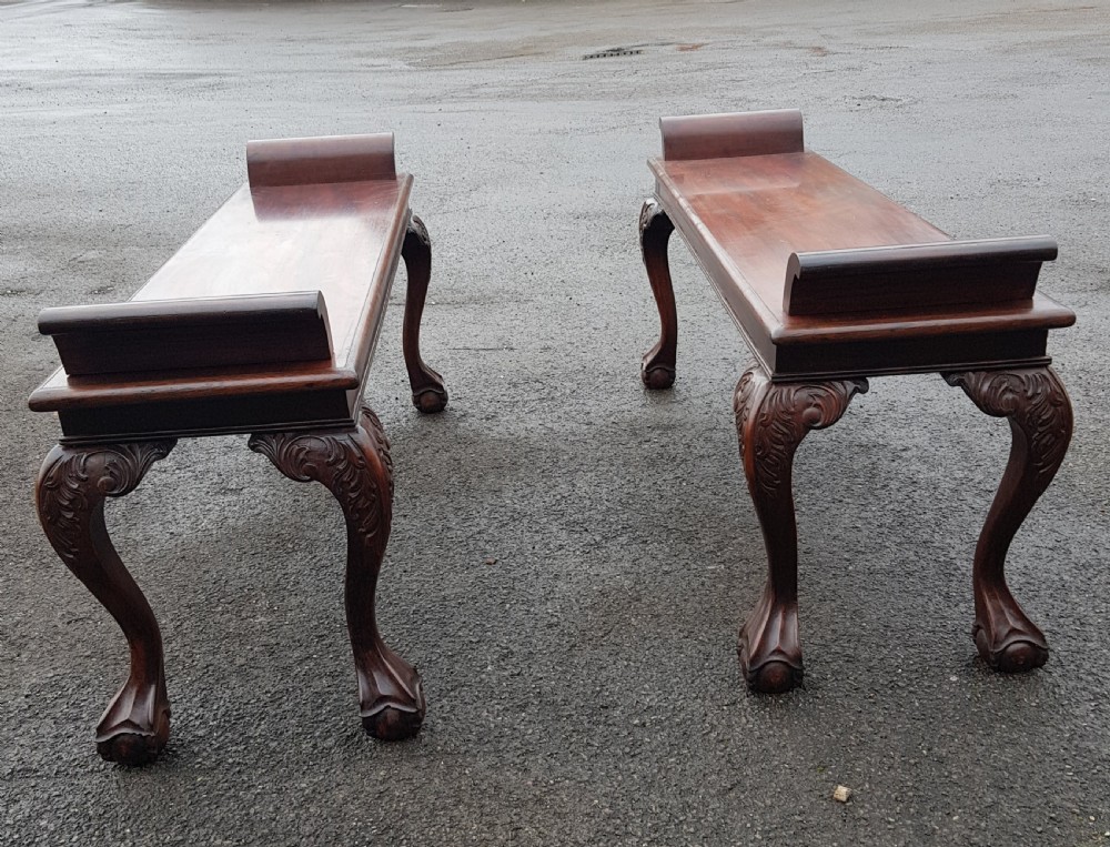 Pair of Edwardian Mahogany Cabriole Leg window seats  View VII