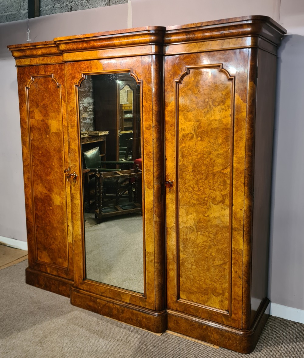 Victorian Burr Walnut Breakfront Wardrobe  View III