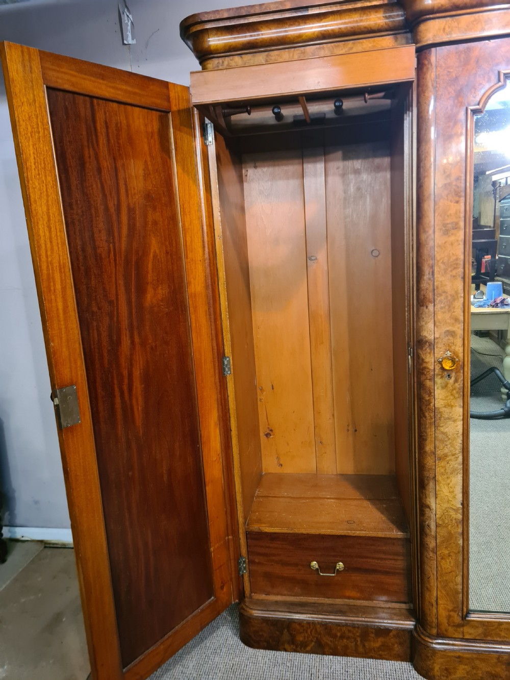 Victorian Burr Walnut Breakfront Wardrobe  View VI