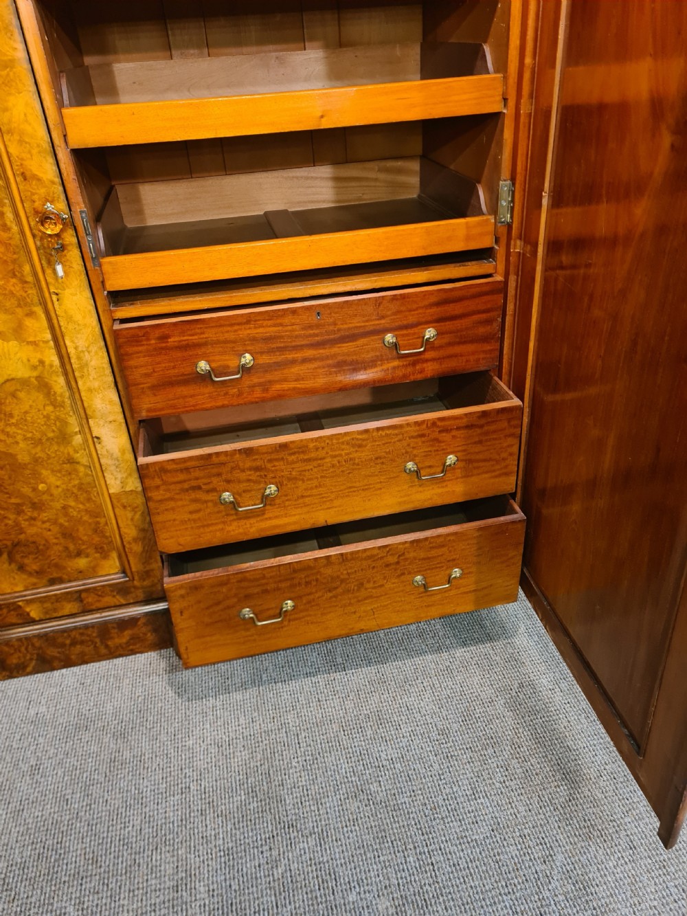 Victorian Burr Walnut Breakfront Wardrobe  View VIII