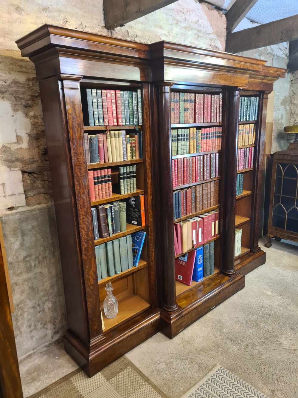 Architectural Victorian Mahogany Breakfront Bookcase  View II