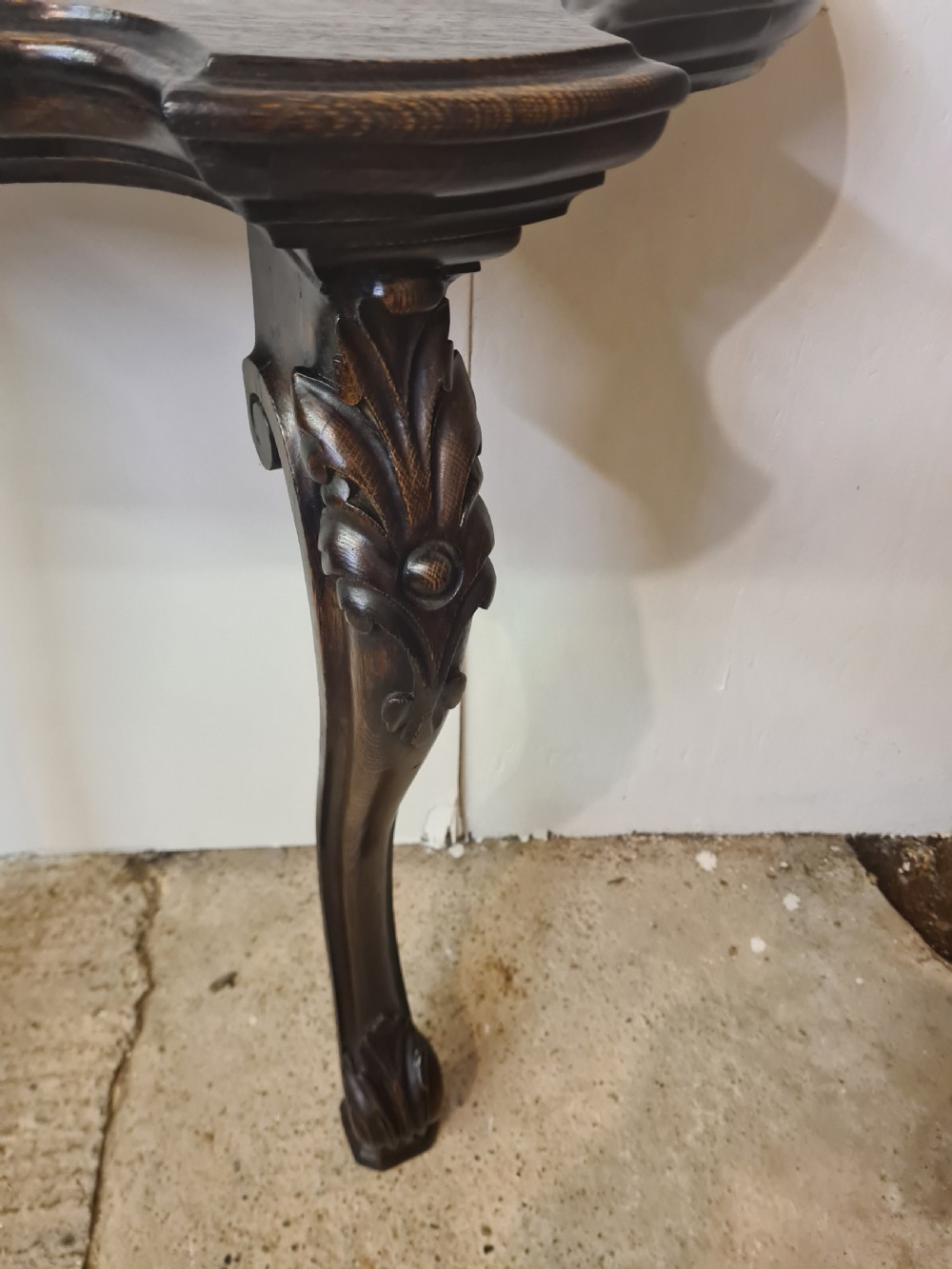  Victorian Carved Oak Serpentine Console Table  View VII