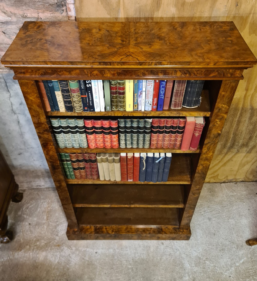 Victorian Burr Walnut Open Bookcase  View II