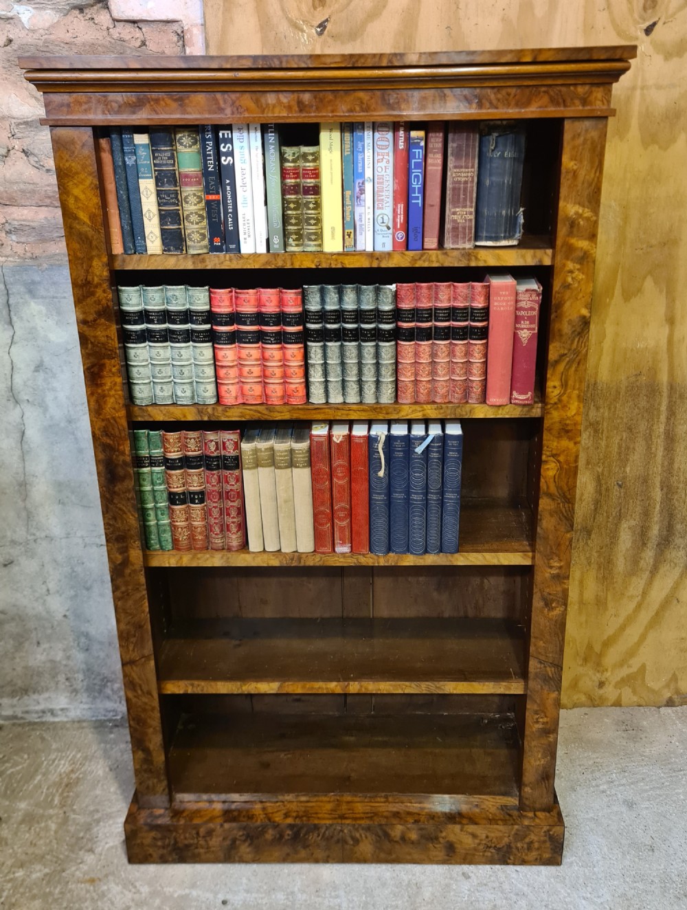 Victorian Burr Walnut Open Bookcase  View VI