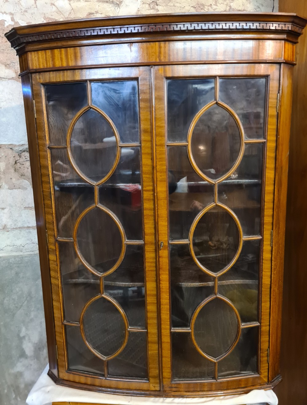 Edwardian Mahogany Bow Front Corner Cabinet 