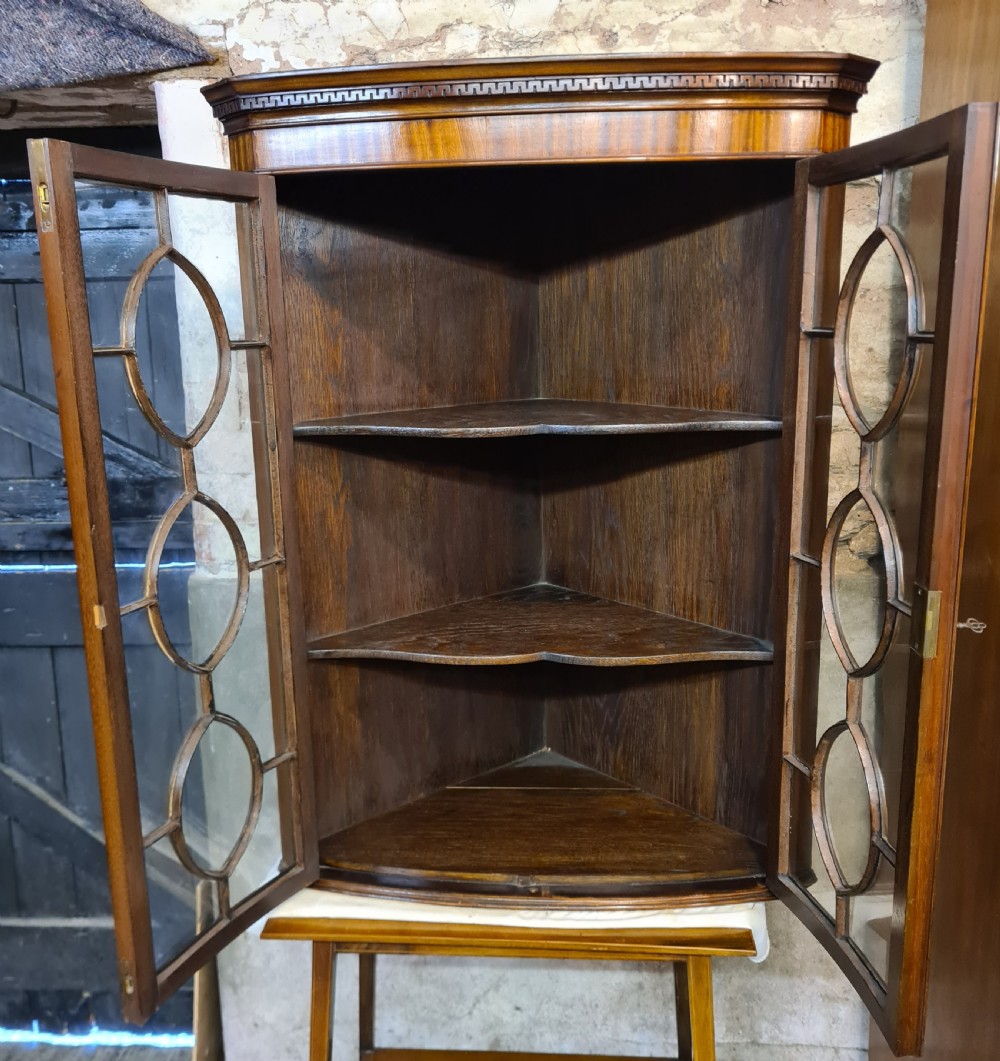 Edwardian Mahogany Bow Front Corner Cabinet  View III