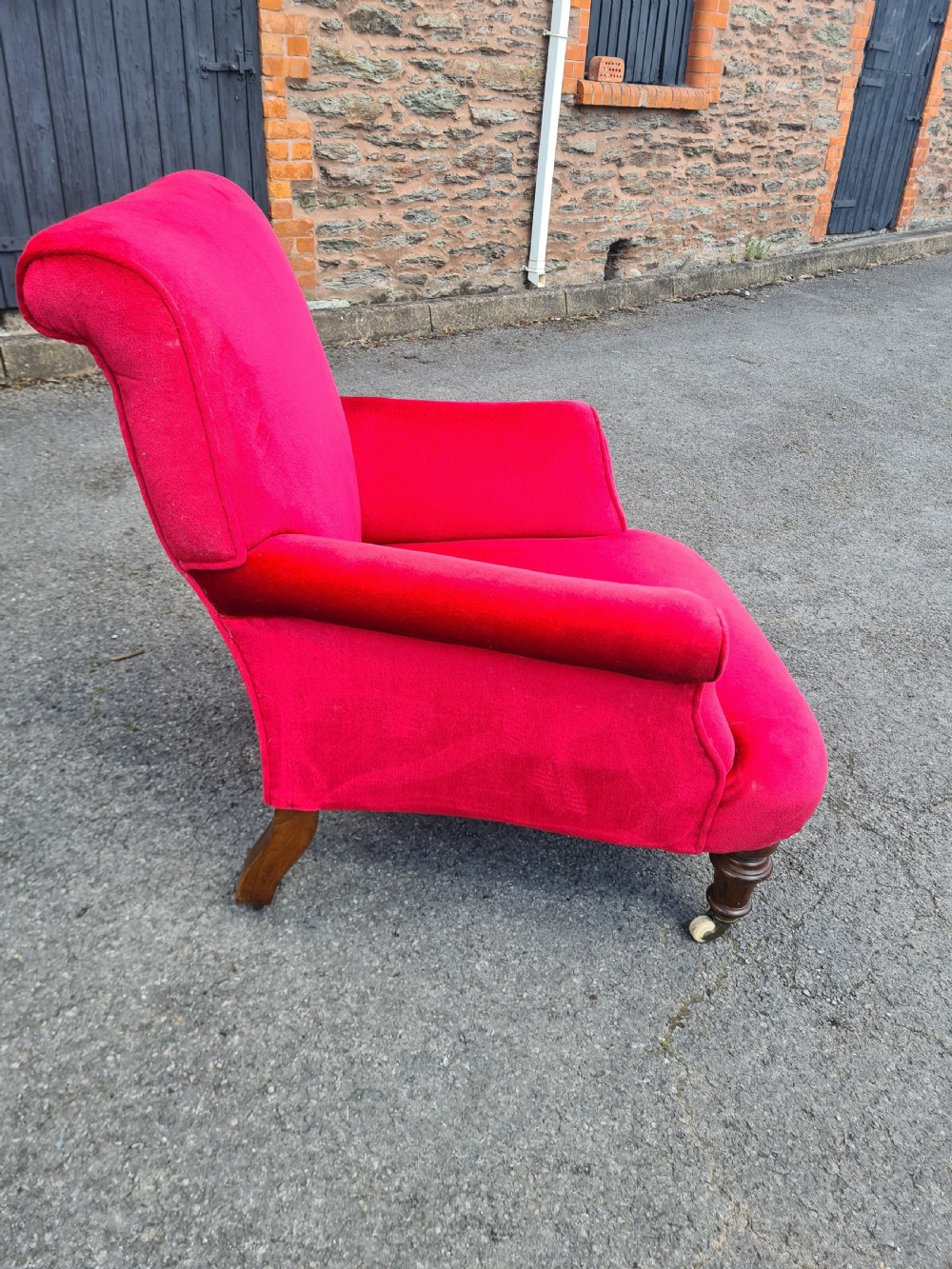 Edwardian Walnut Howard style arm chair.  View III