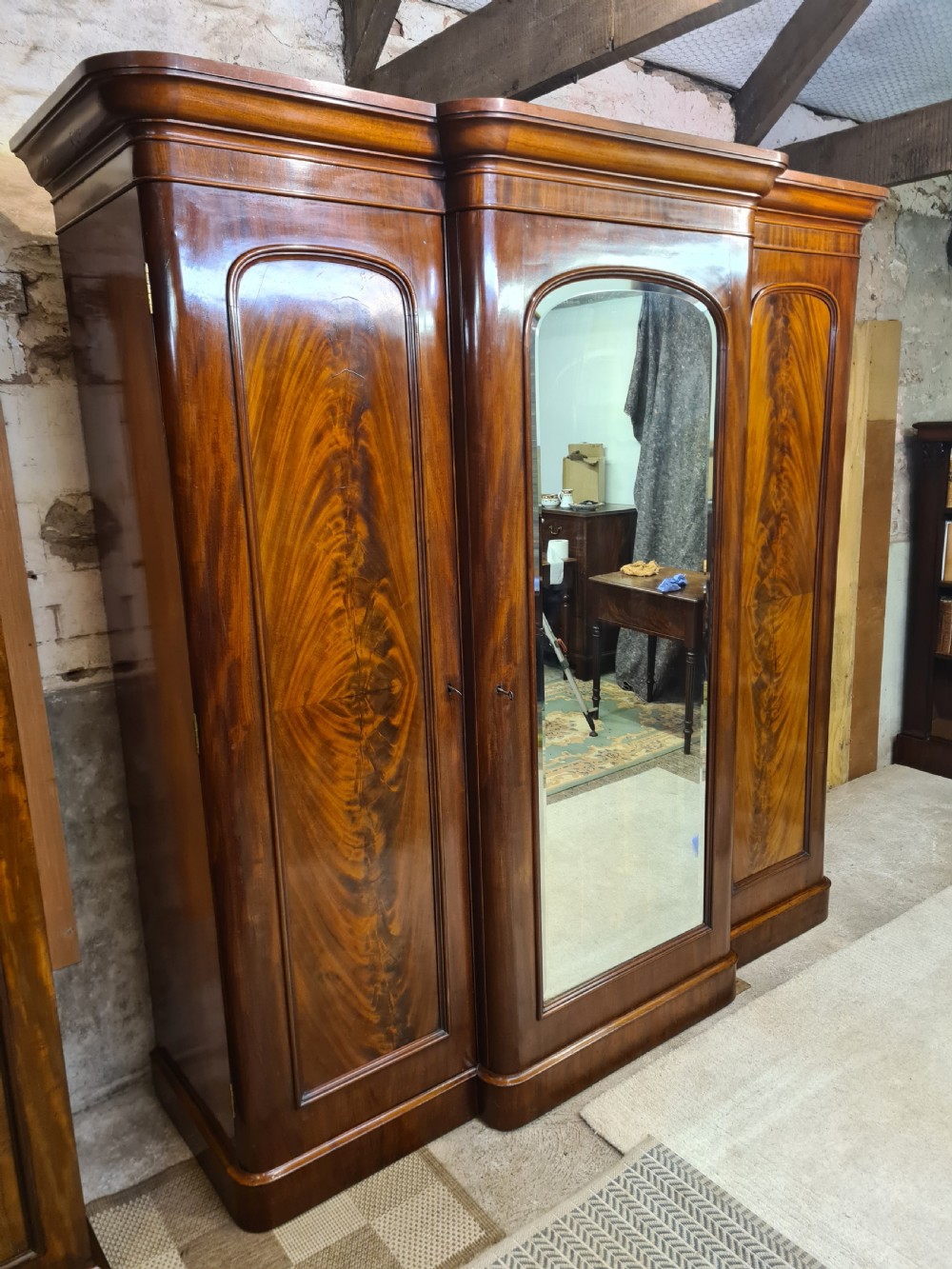 Victorian mahogany breakfront wardrobe  View V