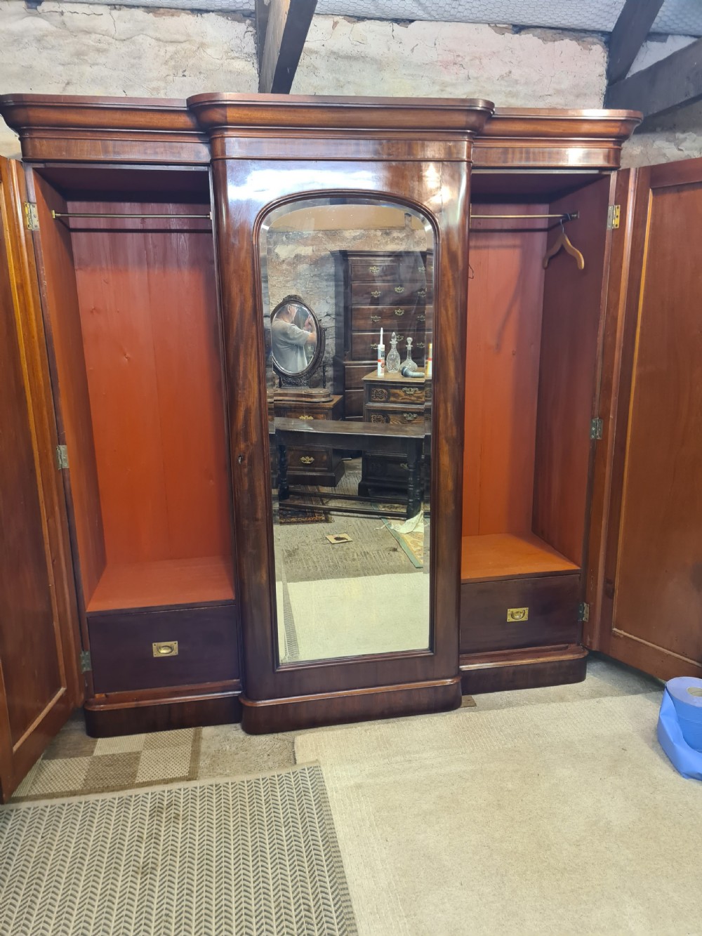 Victorian mahogany breakfront wardrobe  View VI