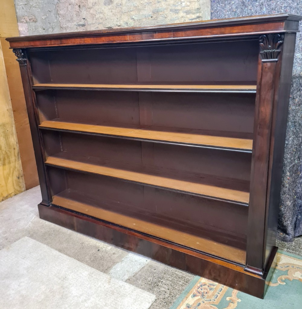 Early Victorian Mahogany Large open Bookcase  View III
