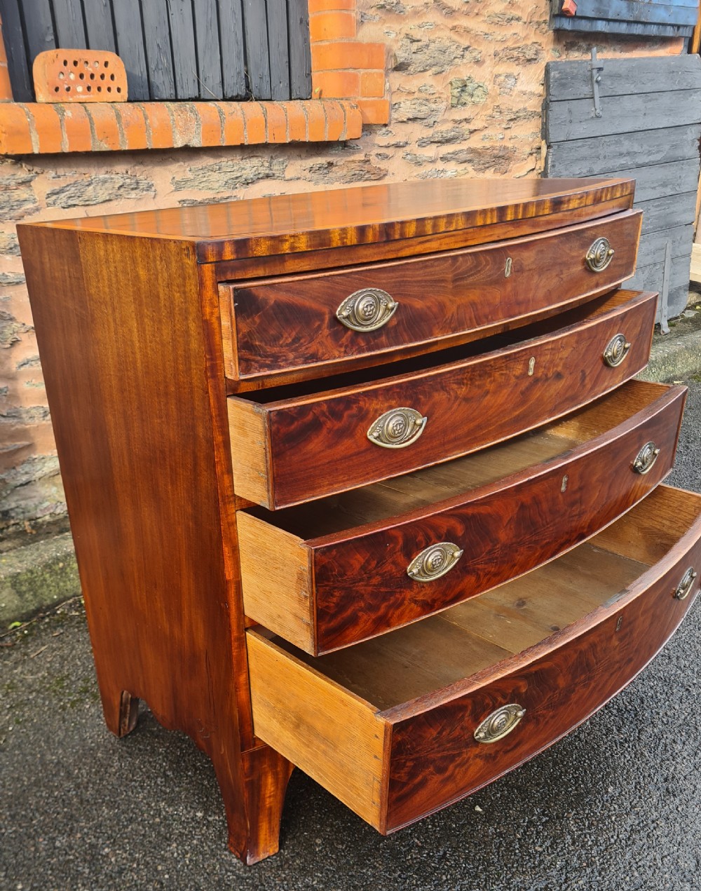Georgian Mahogany Bow Front Chest of Drawers  View II