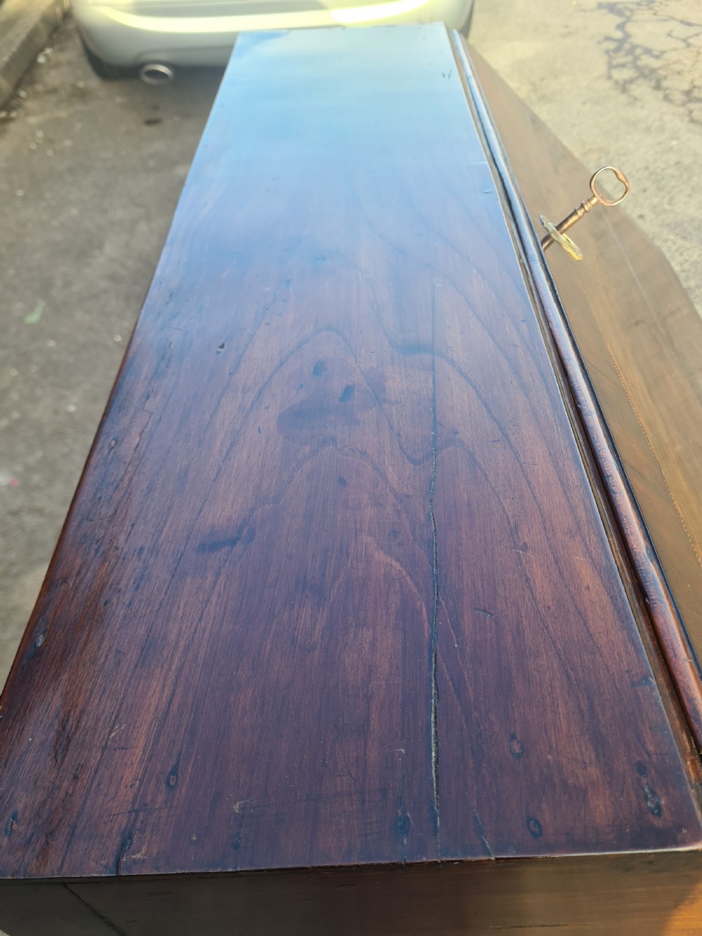 Georgian Country made Walnut & Mahogany Bureau.  View IV