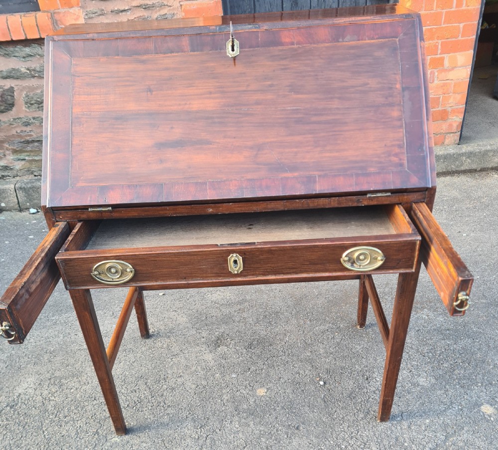 Georgian Country made Walnut & Mahogany Bureau.  View X