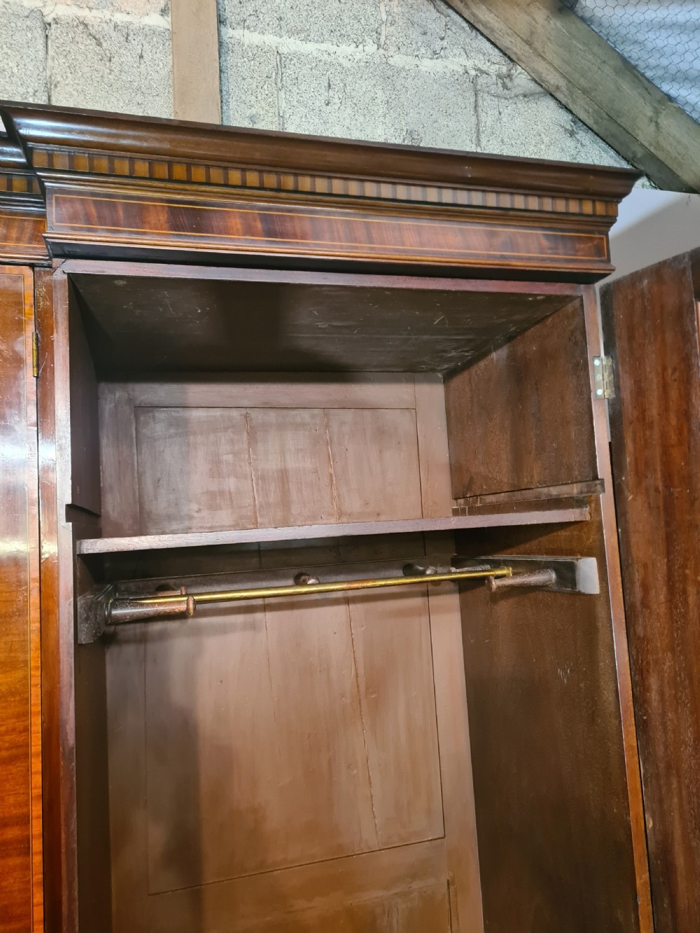 19th Century Georgian mahogany inlaid four door Wardrobe . View VII
