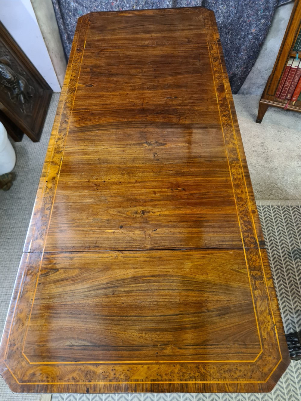 Regency Rosewood Sofa Table Inlaid with Burr Yew and Boxwood. View VI