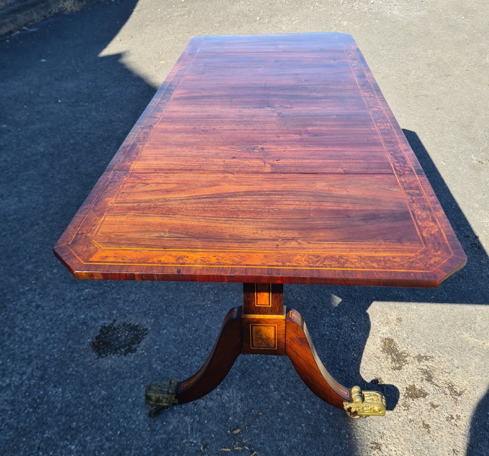 Regency Rosewood Sofa Table Inlaid with Burr Yew and Boxwood. View X