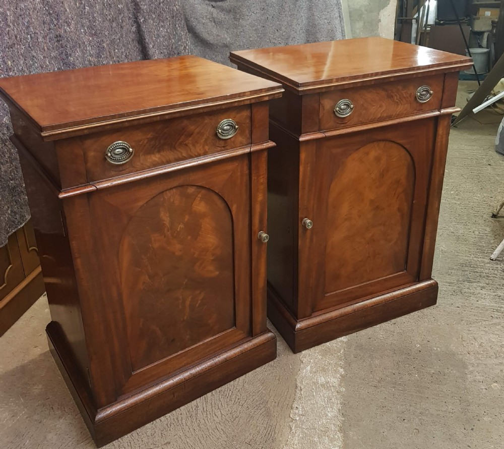 Pair of 19th Century Mahogany Pedestal Cabinets.  View IV