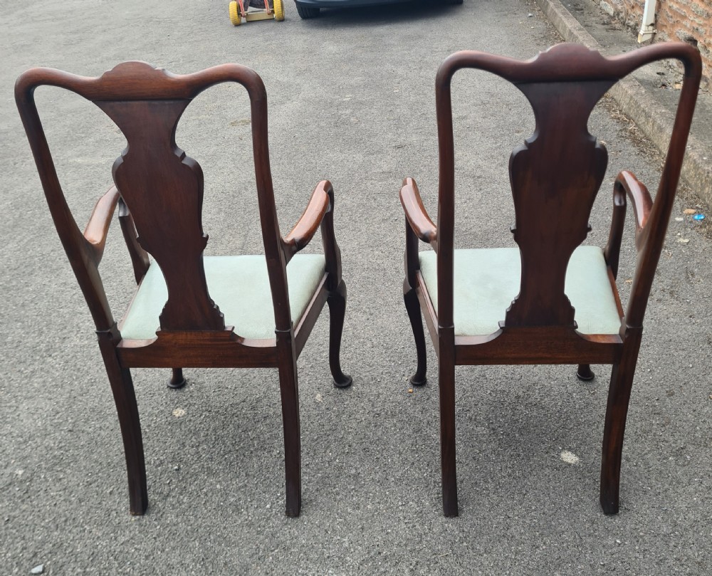 Set of Eight 1920s Mahogany Queen Anne Style Chairs.  View II