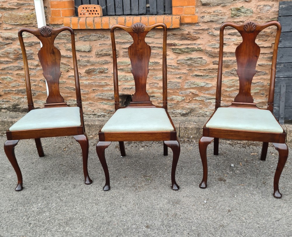 Set of Eight 1920s Mahogany Queen Anne Style Chairs.  View VI