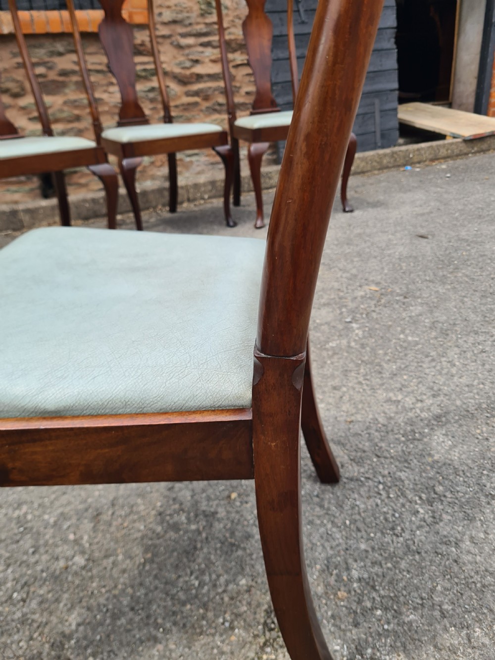 Set of Eight 1920s Mahogany Queen Anne Style Chairs.  View XIV