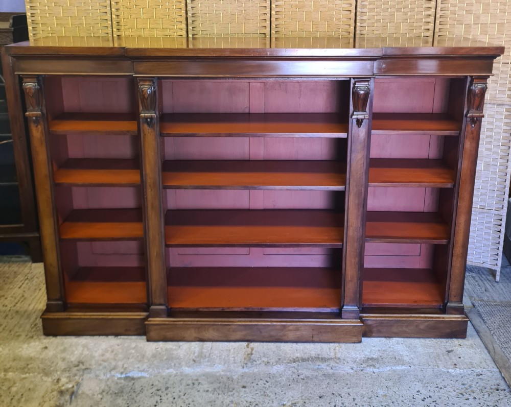 19th Century Mahogany Breakfront Open Bookcase. 