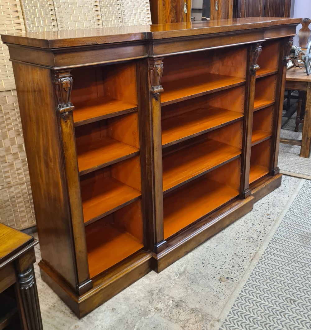 19th Century Mahogany Breakfront Open Bookcase.  View VI