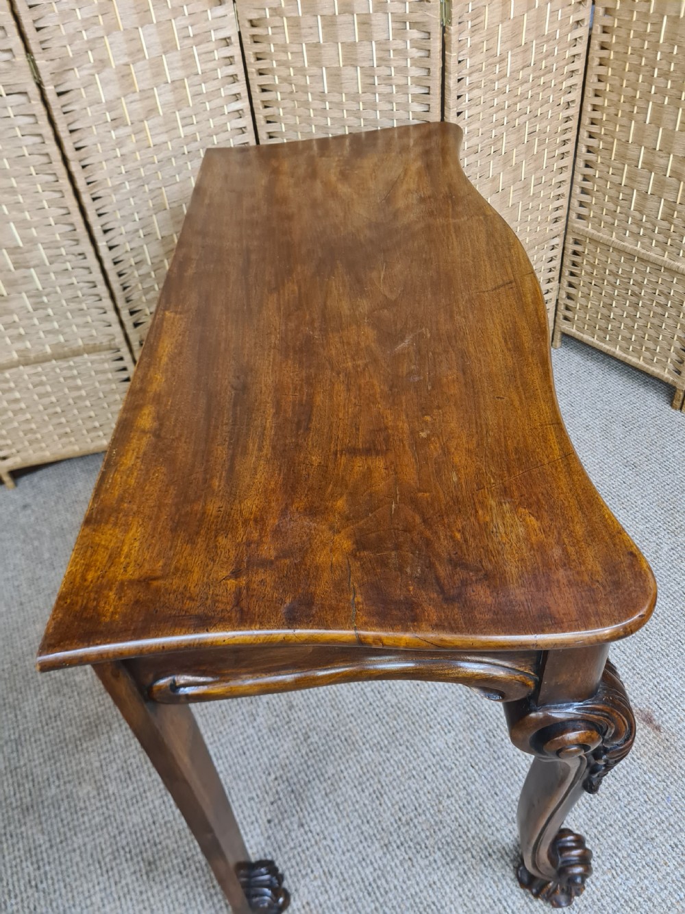19th Century Carved Walnut Console Table.  View II