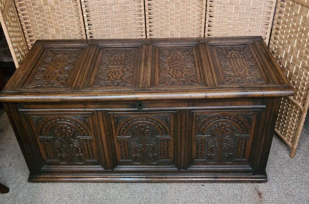 18th Century Carved Oak Coffer