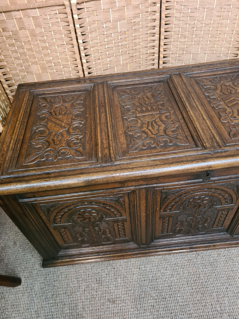 18th Century Carved Oak Coffer View V